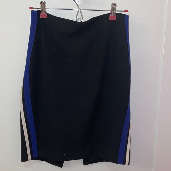 Express Black Pencil Skirt with Blue/White Side Stripe - Picture 1 of 3